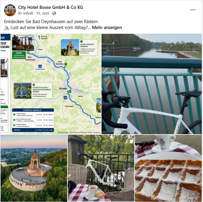 Facebook-Beitrag: Mehrtagestour Bad Oeynhausen – Minden – Schloss Bückeburg